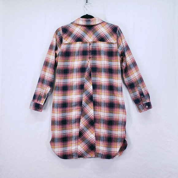Duluth Trading Co Pink Folklore Flannel Duster Dress Plaid Button Up Size XS - Picture 16 of 16